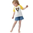thumbnail image 6 of Cute Raglan Graphic Tees for Girls Summer Short Sleeve Baseball T-Shirts Loose Fit Round Neck Casual Going Out Tops Yellow， 5 Years, 6 of 7