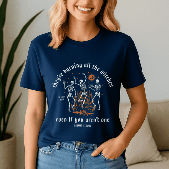 They Are Burning All The Witches , Halloween Shirt , Skeleton Dancing Tee