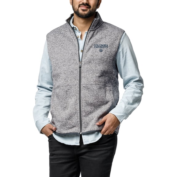 Men's League Collegiate Wear Heather Gray Columbia University Saranac Collection Fleece Full-Zip Vest