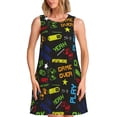 thumbnail image 1 of Balery Pixel Game Vestidos de verano para mujer con estampado: vestido holgado sin mangas, vestido playero informal y cómodo para días calurosos., 1 of 7