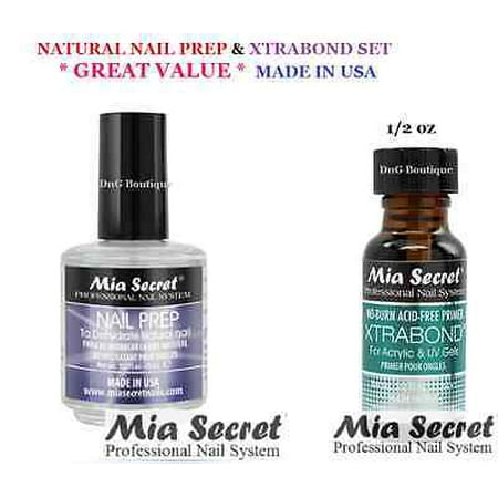 100 Natural Nail LWS LA Wholesale Store Mia Secret Professional Natural Nail Prep Dehydrate & Xtra Bond Primer (1 Nail Prep & 0.5 oz XtraBond) ()
