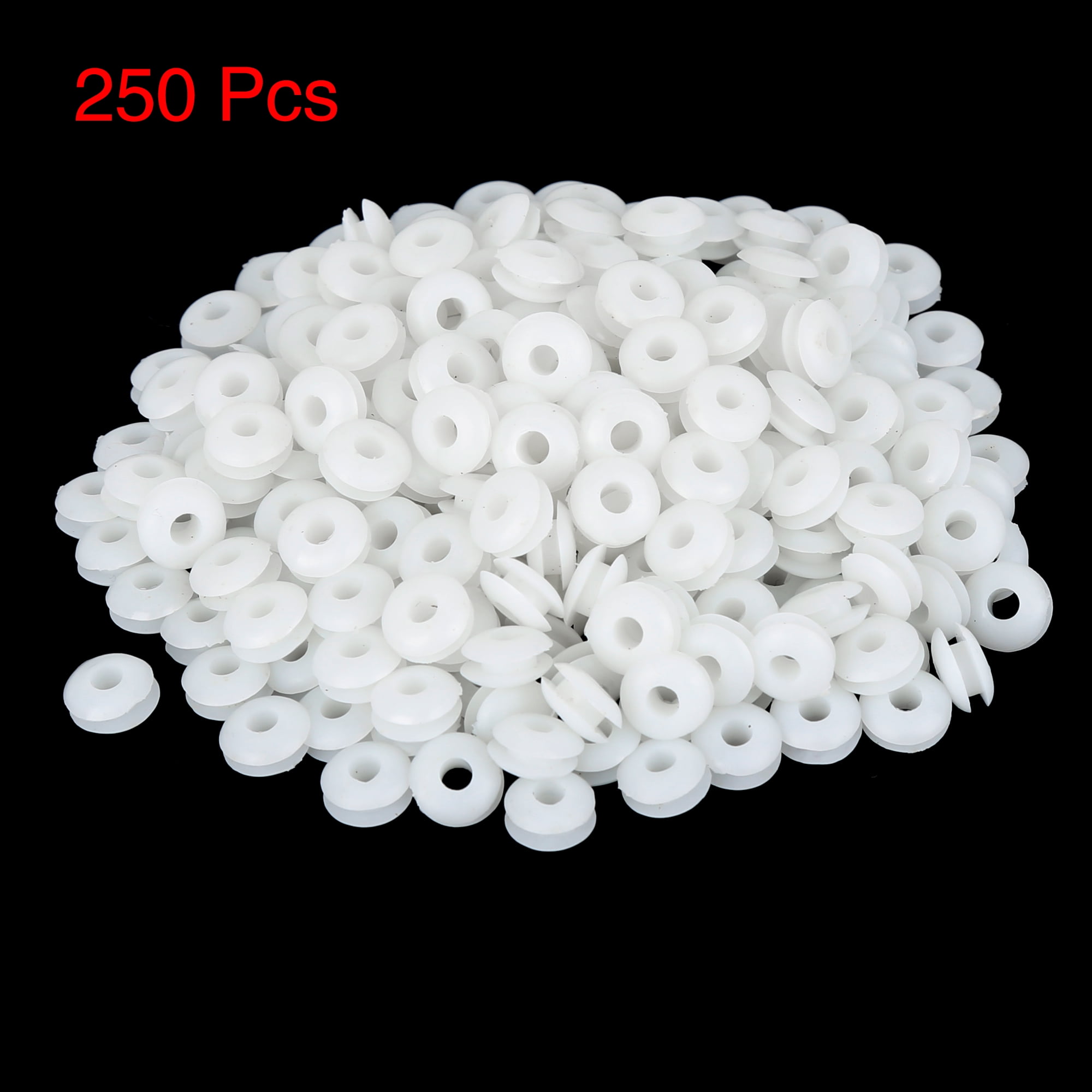 X AUTOHAUX 250pcs 4mm Rubber Grommet Eyelet Ring Gasket Double Side O Ring Electric Cable Protector White for Car 