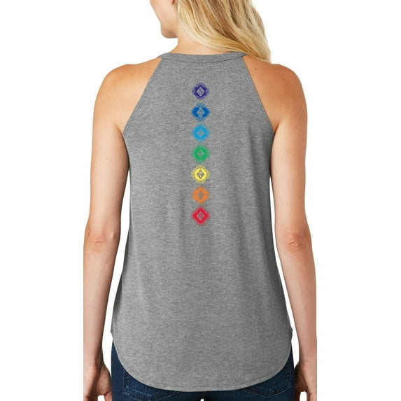 Women's 7 Diamond Chakras Yoga Tank Top (back print), Medium Grey Heather