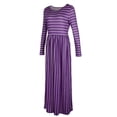 thumbnail image 4 of Vestido maxi a rayas jinwen para Mujer Plisado Con Manga 3/4 Y Bolsillos Multicolor L, 4 of 8