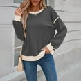 thumbnail image 5 of Duoif Womens Sweatshirt, Women's Contrast Trim Sweatshirt - Lightweight Crewneck Pullover Sweatshirt for Women Grey XL, 5 of 9