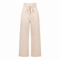 thumbnail image 3 of Pantalones Palazzo de Pierna para Mujer, con Cinturón, Cintura Alta, Informales, Holgados, Largos y con Bolsillos. Albaricoque M, 3 of 8