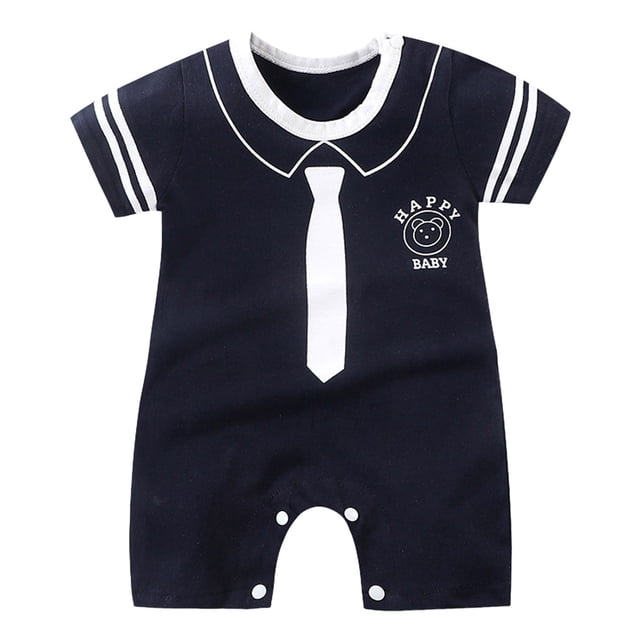 Nwiuh Boy Rashguard Swimsuit Boys' Swimwear Short Sleeves Bathing Suits Sun Protection Swim Suit (Navy, 0-6 Months)