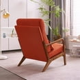 thumbnail image 6 of Accent Chair, Modern Linen Fabric Upholstered Armchair with High Back and Pillow, Comfy Single Sofa Chair with Padded Cushion and Solid Wood Legs Reading Chair for Living Room Office, Burnt Orange, 6 of 7