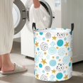 thumbnail image 5 of Fuzoiu Gold Stars Blue Dots Pattern Print Circular Hamper,Laundry Basket with Handle,Collapsible Laundry,Dirty Clothes Storage Basket,for Bedroom Bathroom Dorm Living Room-Small, 5 of 6