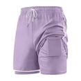 thumbnail image 4 of VV AVEORS Women'S 2 In 1 Running Shorts Quick Dry High Waisted Drawstring Athletic Workout Short For Gym Yoga With Liner 2 Pockets Purple S, 4 of 5
