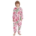 thumbnail image 2 of Pink Watermelon Heart Pattern One Piece Pajamas Soft Jumpsuit Cozy Sleep and Play Romper Zipper and Pockets 7T-8T, 2 of 8