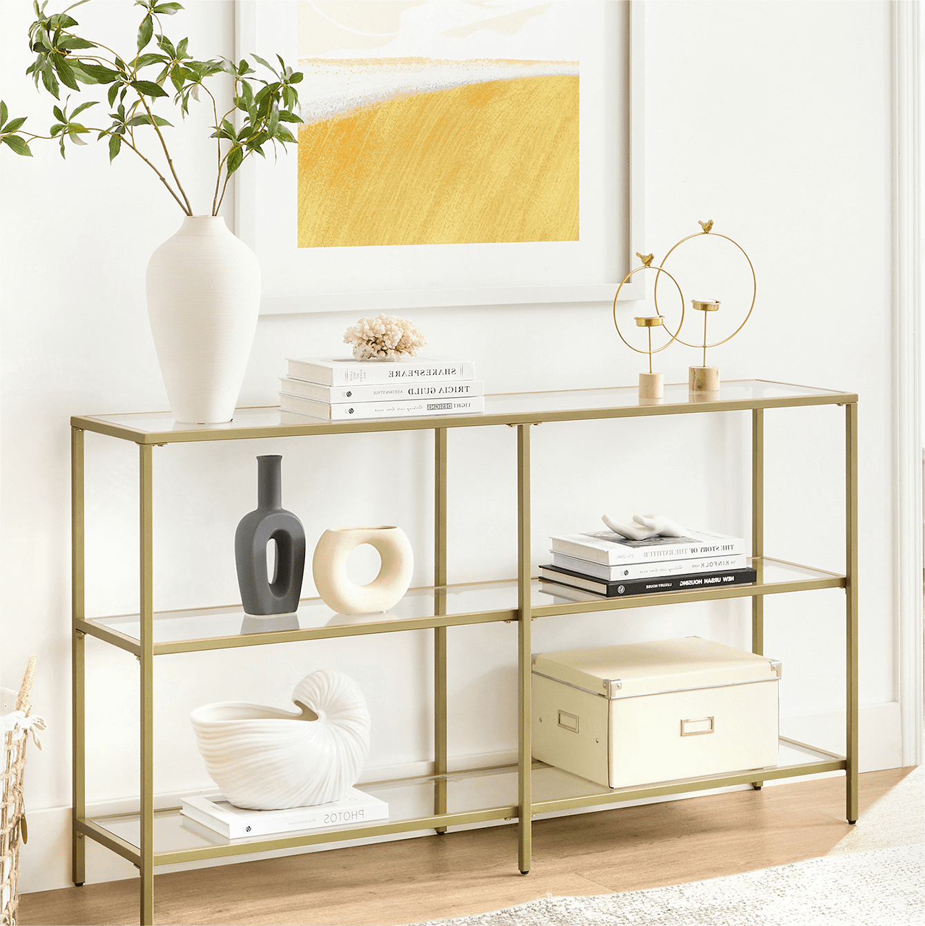 VASAGLE 51.2" Console Sofa Entry Table with 3 Shelves Metal Frame