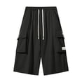 thumbnail image 5 of BUWTTER Mens 3/4 Length Cargo Pants Straight Leg 7 Inch Shorts Drawstring Elastic Waist with Multiple Pockets Black XL, 5 of 5