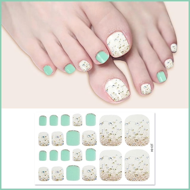 22Pcs/Sheet Removable Toe Nail Fake Nail Art Fake Nails French Nails Nail Mani Press Set