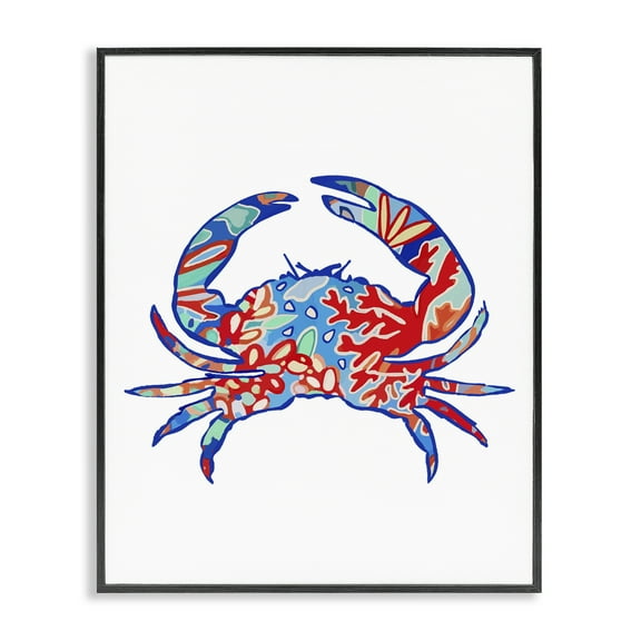 Stupell Industries Coral Patterned Crab Animals & Insects Painting Black Framed Art Print Wall Art, 11 x 14