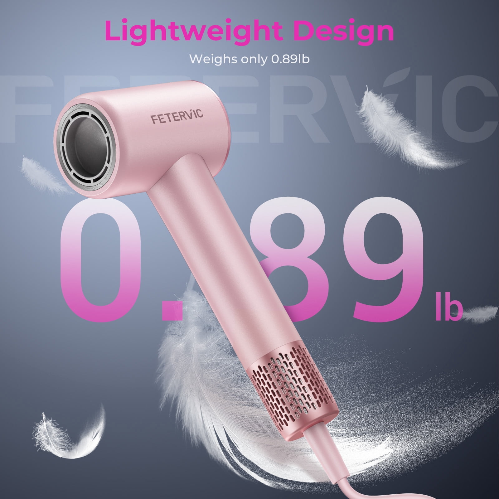 FETERVIC High Speed Hair Dryer, Professional Ionic Blow Dryer with Intelligent Heat Control, 5X Fast Drying, Lightweight Low Noise Salon Grade Hair Dryer