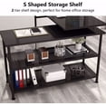 thumbnail image 4 of TribeSigns Modern L-Shaped Desk with Storage Shelves, 360° Rotating Desk Corner Computer Desk Study Writing Table Workstation with Open Shelves for Home Office, High Glossy Finish (Black), 4 of 7