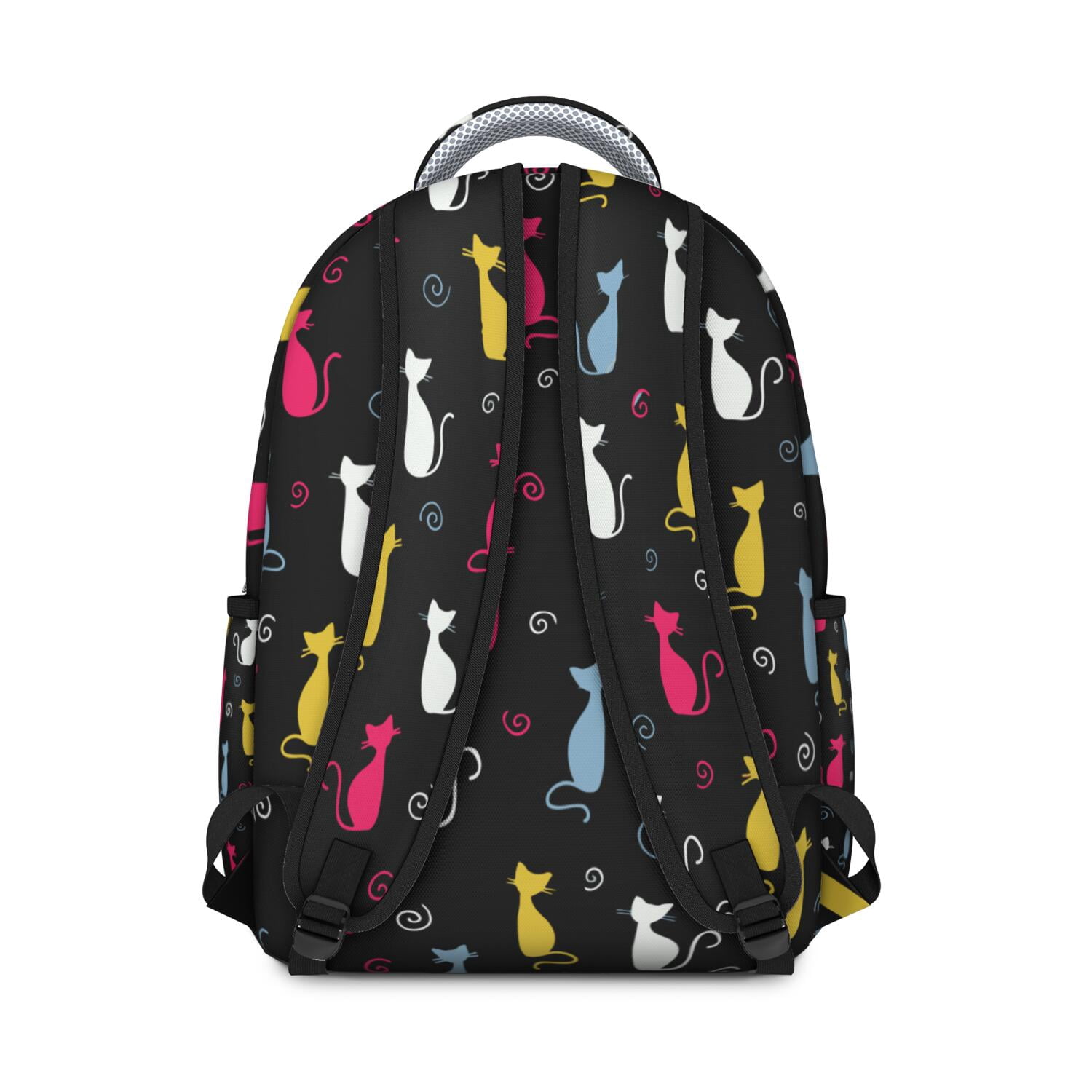Pet Lover's Waterproof Backpack - Cute Cat Illustration, Ergonomic Design with Spinal Support