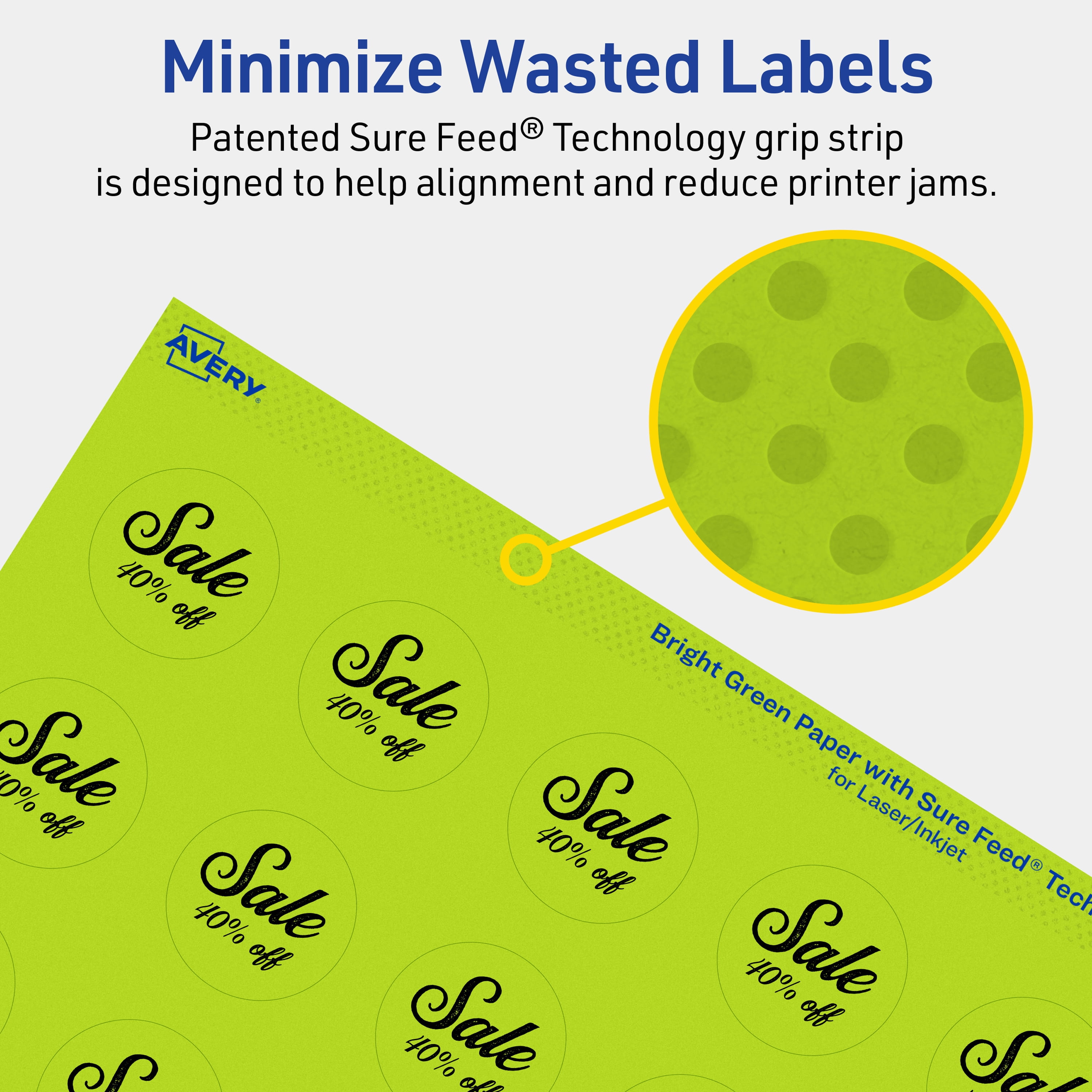 Avery Printable Round Labels, Bright Green, 1.25" Diameter, 600ct