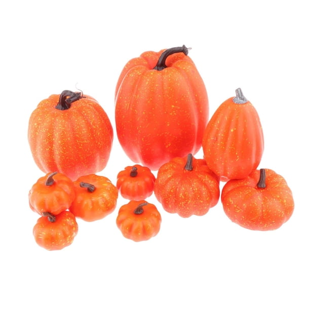 Calabazas falsas modelo cosecha decorativa linda mini espuma realista Halloween espuma 12 piezas amarillas