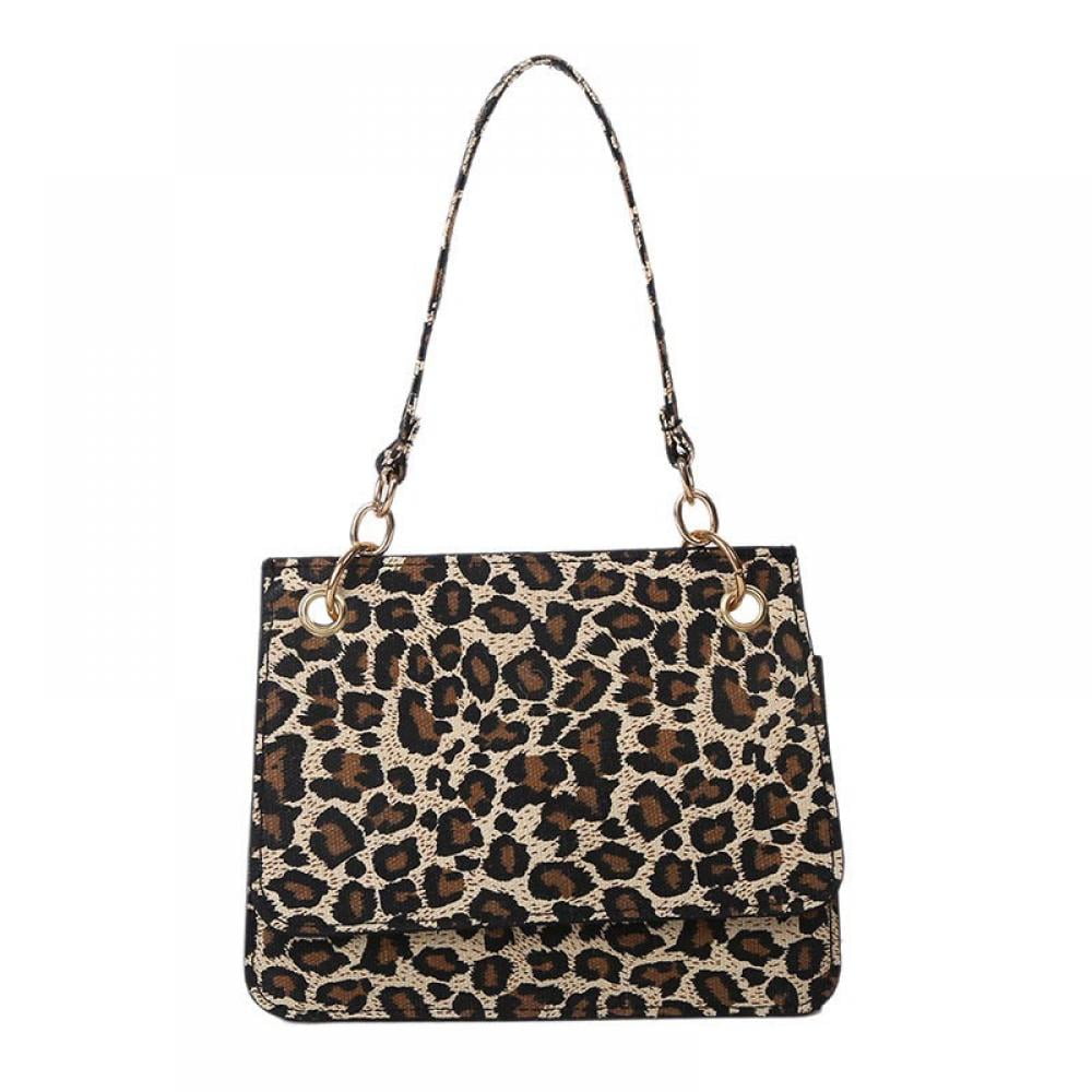 Small Shoulder Bag,Leopard Crossbody Quilted Flap Handbag with
