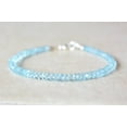 thumbnail image 2 of Aquamarine 3.5mm Rondelle Shape Faceted Cut Beads 7 inch Silver Plated Clasp Bracelet for men, women, unisex. Link Chain Stacking Bracelet.|LINK_00693, 2 of 5