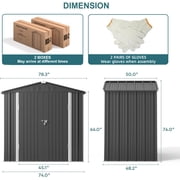 Lofka 6x4 FT Outdoor Storage Shed Lockable Weatherproof Garden Tool Shed Dark Grey