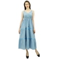 thumbnail image 5 of Bimba Women's Sundress Long Maxi Drawstring Waist Spaghetti Strap Dresses, 5 of 9