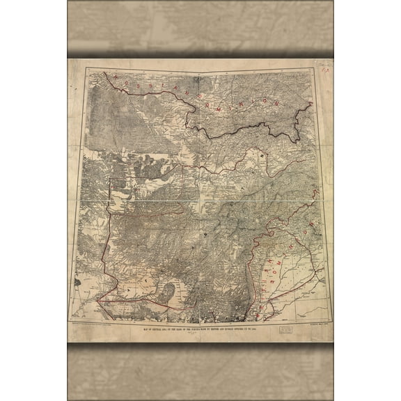 24"x36" Gallery Poster, Map of central Asia 1881