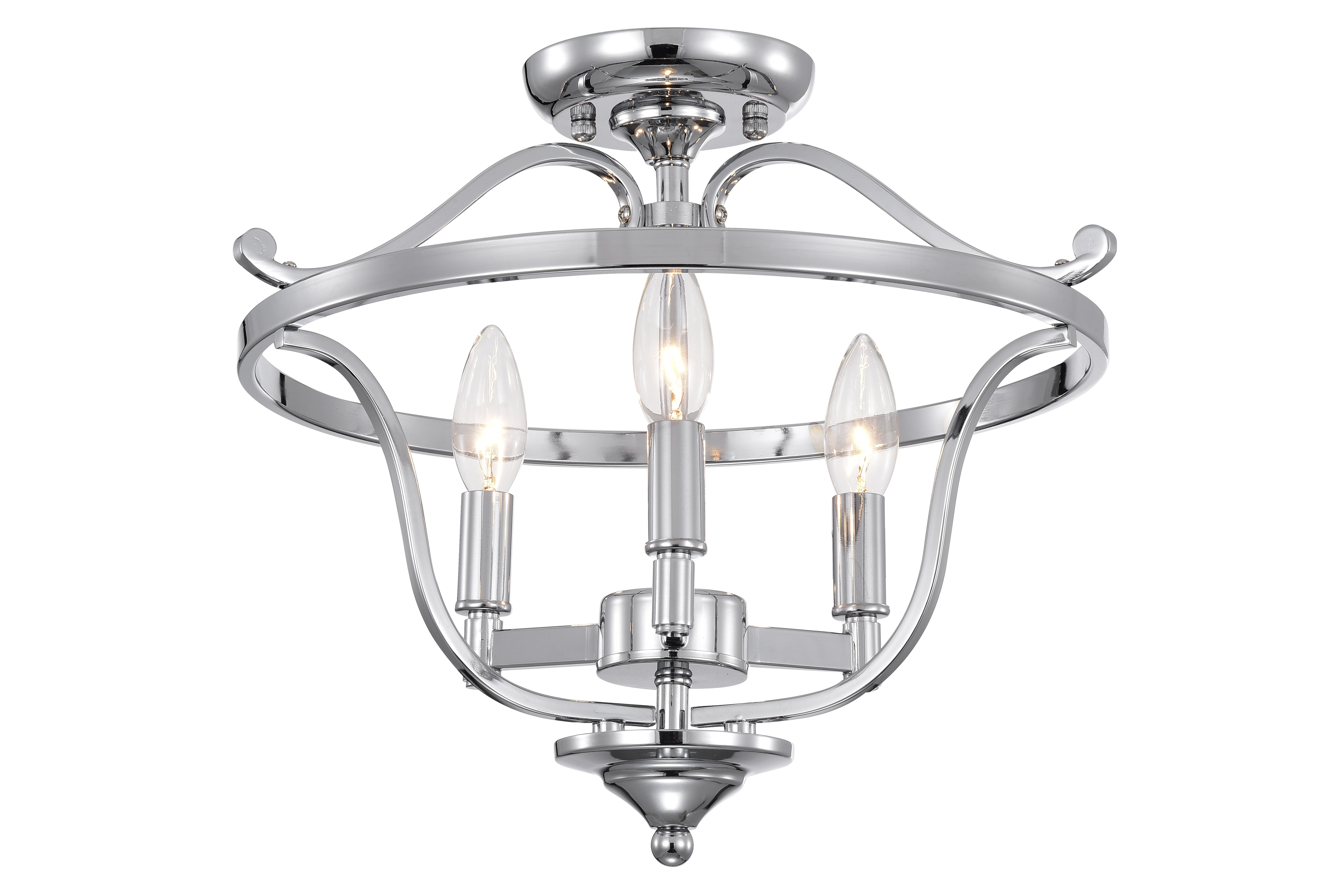Warehouse of Tiffany Karl Chrome 3-Light Semi-Flush Mount Light