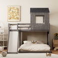 thumbnail image 3 of Harper & Bright Designs House Bunk Beds with Slide, Twin over Full Playhouse Bunk Bed, Wood Bunk Beds with Roof and Windows for Boys or Girls, Antique Gray, 3 of 16
