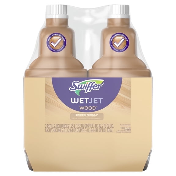 Swiffer Wet Jet Mop Wood Refill Solution, Hardwood Floor Cleaner for Mopping & Cleaning, 42.2 fl oz