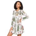 thumbnail image 3 of FORMRS Womens Long Sleeve Nightgowns Crew Neck Sleep Shirt Soft Pajamas Sizes S-3XL, Brown Christmas House, 3 of 8
