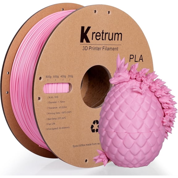 Pink PLA 3D Printing Filament 1.75mm 1KG 2.2LBS Cardboard Spool 1.75mm PLA 3D Printer Filament Refills Suitable for Most FDM 3D Printer fits Bambu etc. Pink