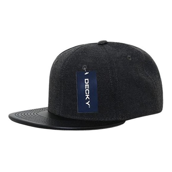 Decky 1115-CHABLK Melton Vinyl Snapback, Charcoal & Black