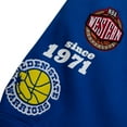 thumbnail image 4 of Men's Mitchell & Ness Royal Golden State Warriors Team Origins Fleece Shorts, 4 of 6