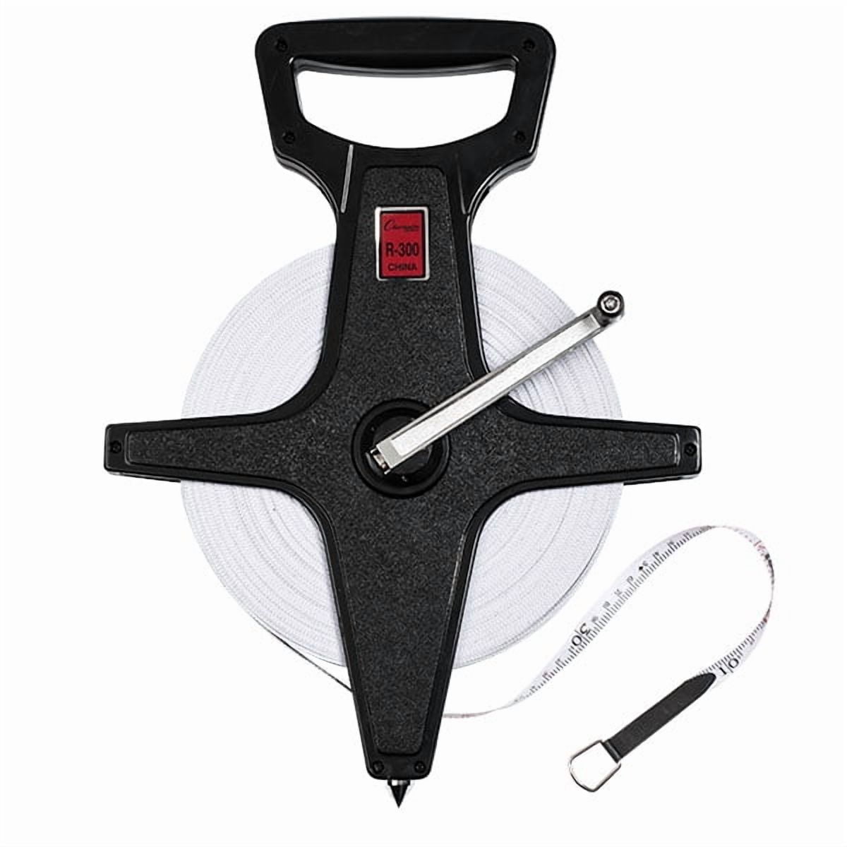 Champion Sports Open Reel Measure Tape, 300 ft, 90 Meters, with Metal Spike, Hand Crank - Open Tape Measure for Track and Field, Long Jump - Durable, Dual-Sided Measuring Reel with Feet and Meters