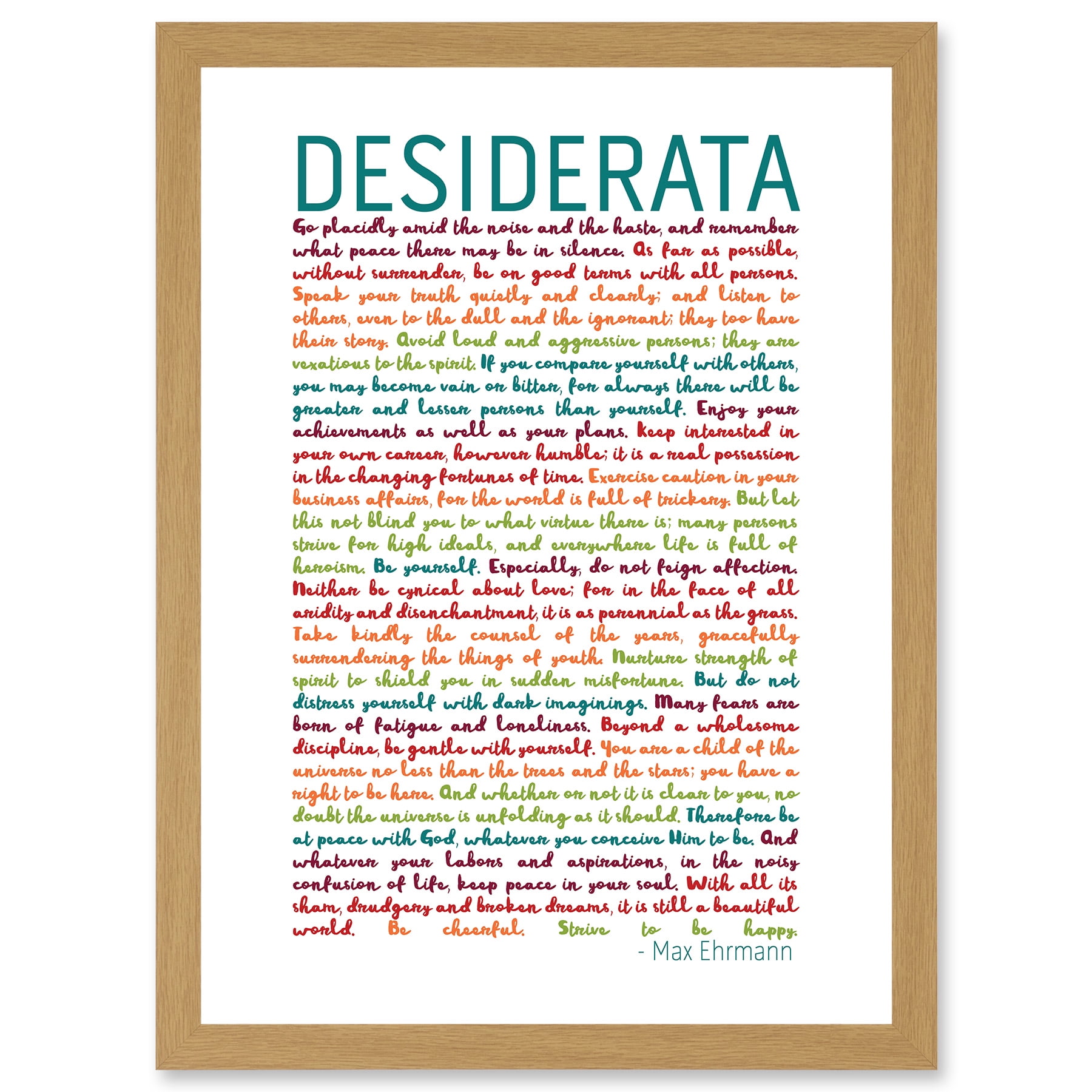 Wee Blue Coo Stampa Artistica Incorniciata A3 – Desiderata Rainbow Words Di Max Ehrmann, Tipografia Ispirazionale Per Parete - 4