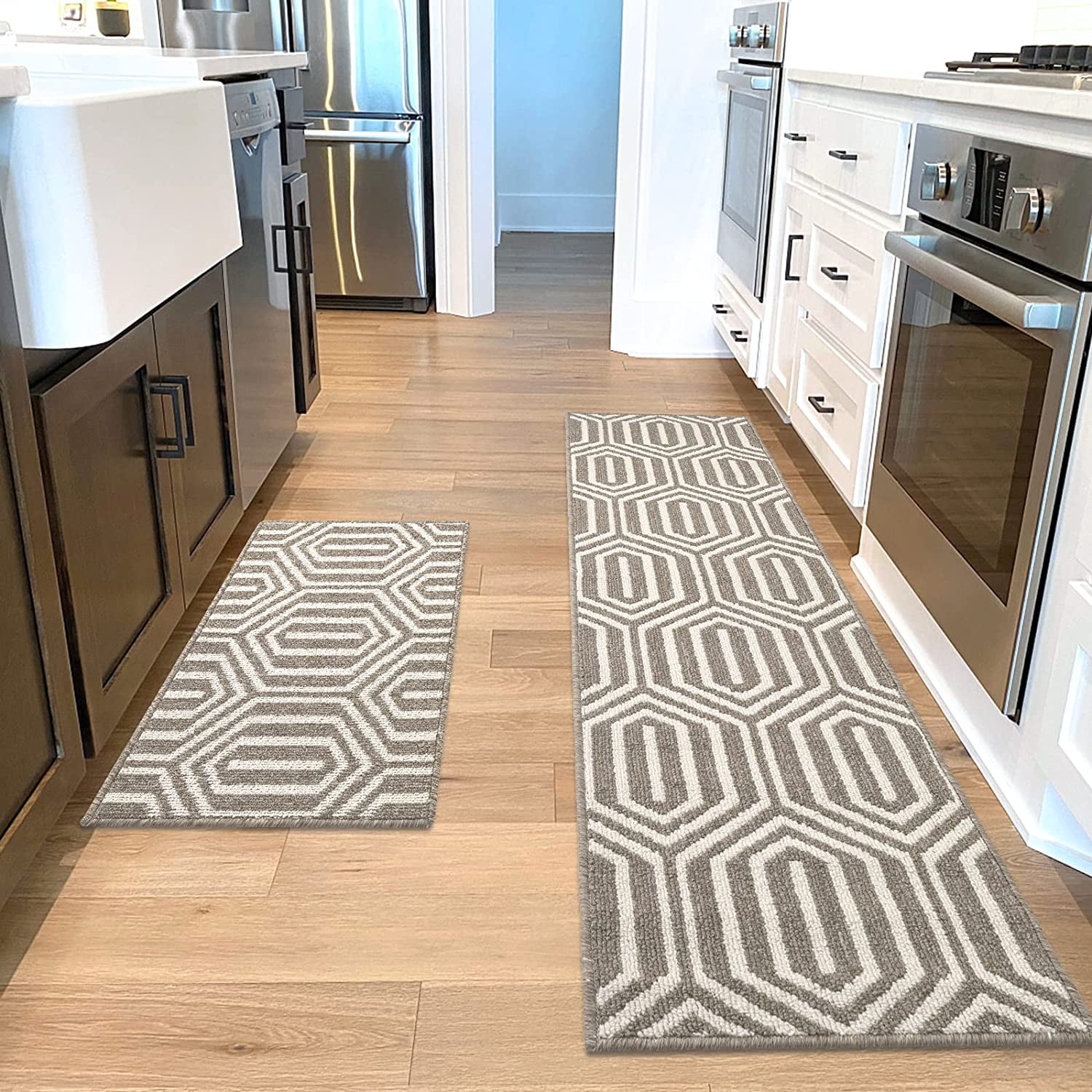 Machine Washable Carpet 20”x32” Non-Slip Absorbent Kitchen Decor Mat for Kitchen Floor Premium Durable Kitchen Rug Mat Kitchen Floor Mat Entryway Hallway and Dining Room Grey Rectangle 