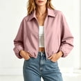 thumbnail image 3 of Perfectbot Women's Cropped Bomber Jacket with Relaxed Balloon Sleeves & Collar, Trendy Fall Outerwear, 3 of 8