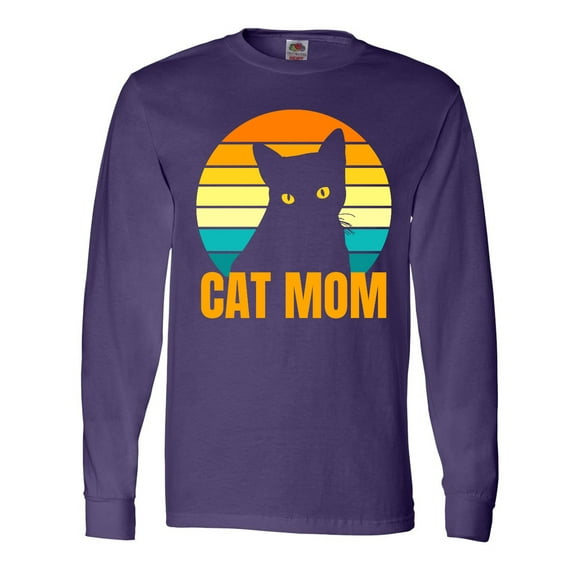 Inktastic Mother's Day Cat Mom Black Cat Sunset Long Sleeve T-Shirt