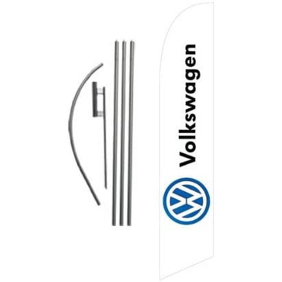 Auto Dealership Advertising Feather Banner Swooper Flag Sign with Flag Pole Kit and Ground Stake, Compatible with Volkswagen Carlot Signs