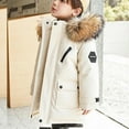 thumbnail image 2 of Kids Girls Boys Winter Coats Lightweight Hooded Puffer Jacket Kid Parka Fleece Snow Outwear Beige 15-16Years, 2 of 7