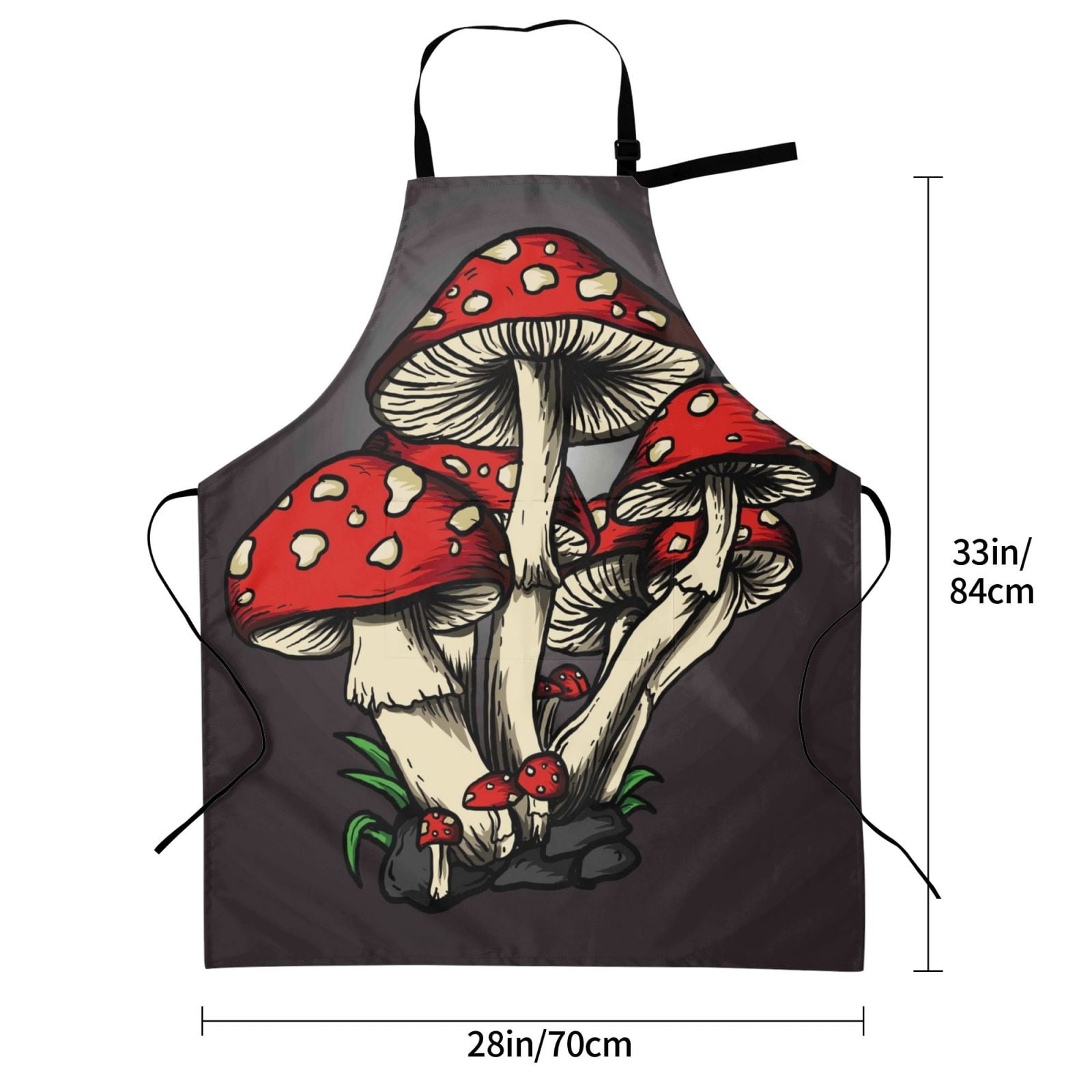 Kdxio Red Mushrooms Apron with Pockets Adjustable Kitchen Aprons for Men Women Waterproof Aprons for Cooking,Drawing,Crafting, Baking Household Cleaning