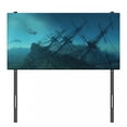 thumbnail image 3 of Nautical Headboard, Dolphins Ruined Wreckage Underwater Sunken Ship Mystery Treasure, Upholstered Decorative Metal Bed Headboard with Memory Foam, Twin Size, Slate Blue Pale Blue, by Ambesonne, 3 of 4