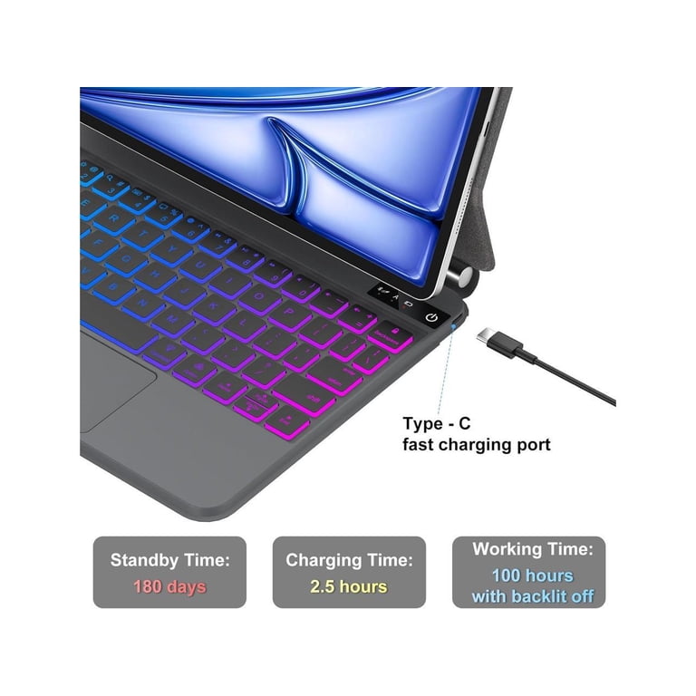 Magic Keyboard Case for iPad Air 13 M2 2024 and iPad Pro 12.9 6th