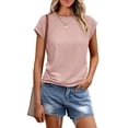thumbnail image 1 of KYAIGUO Chemise à Manches Courtes pour Femmes, Pull Décontracté en Coton, Col Rond, T-Shirts d'Été, S-2TG, 1 of 6