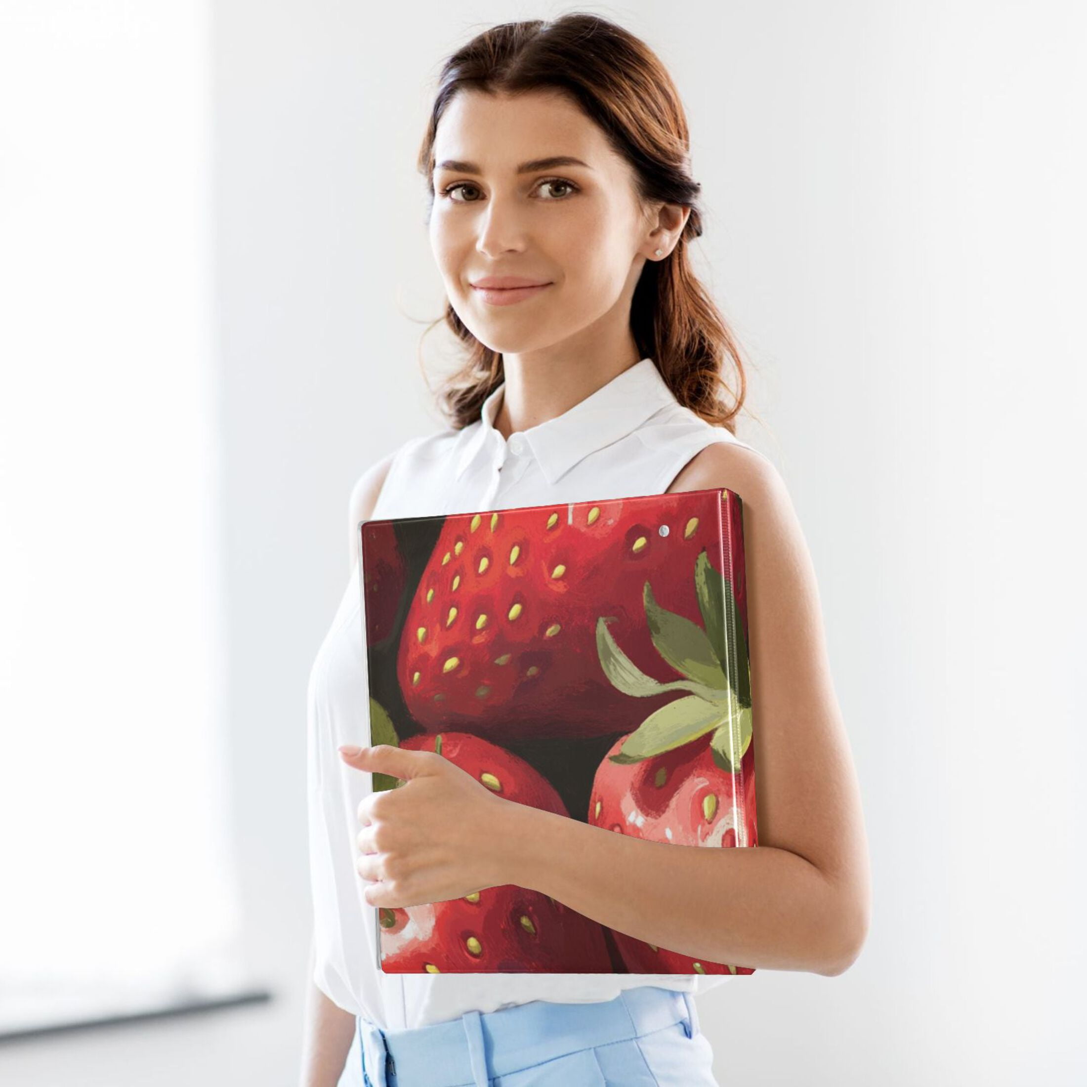 Many Strawberries 3 Ring Binders 1.5 inch Hardcover File Folders with Interior Pockets A4 Size Organizer for School Office Hospital