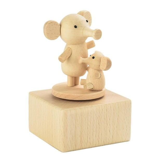 Caja de música navideña, caja de música de madera sin terminar, caja musical navideña para niña, para cumpleaños, bodas y Navidad. elefante