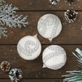 thumbnail image 2 of Northlight 3ct White and Silver Beaded Shatterproof Glittered Christmas Ball Ornaments 3" (76mm), 2 of 4